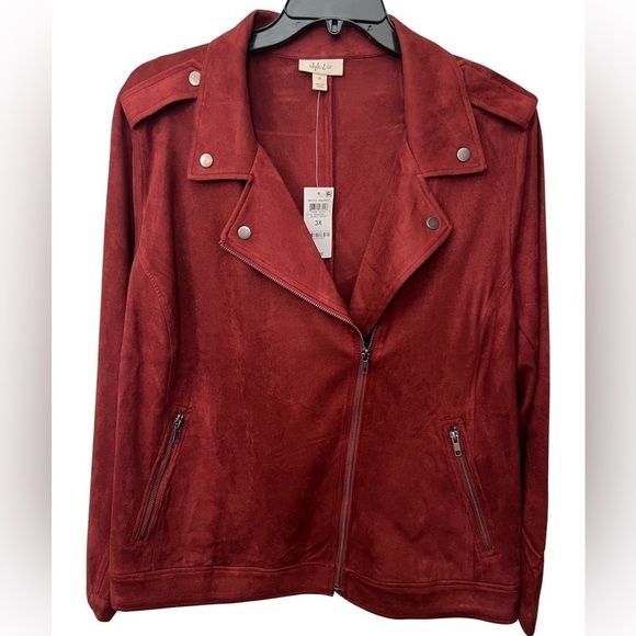 Style & Co. Jackets & Blazers - Style & Co, Plus Size Suede Moto Jacket